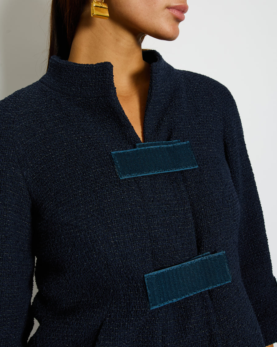 Chanel 17/P Cropped Collarless Tweed Jacket with Velcro Fastening Detail Size FR 36 (UK 8)