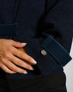 Chanel 17/P Cropped Collarless Tweed Jacket with Velcro Fastening Detail Size FR 36 (UK 8)