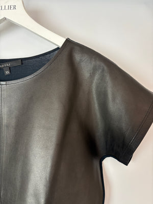 Gucci Vintage Black Short Sleeve Leather & Cotton Top Size XS (UK 6)