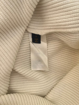 Louis Vuitton White Knit Jumper with Black "Rue de Pont Neuf 2, Paris" Logo Embroidery Size S (UK 8)