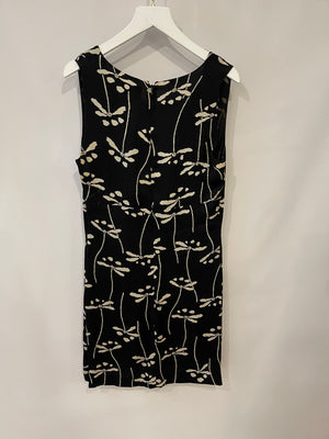 Chanel Vintage 1998 Black and White Floral CC Print Silk Dress Size FR 38 (UK 10)