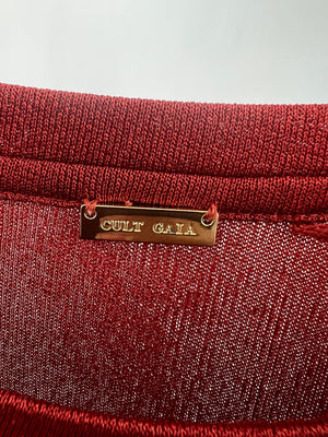 Cult Gaia Orange Rust Tassel Skirt with Tassel Detail & Crop Top Set Size L (UK 12)