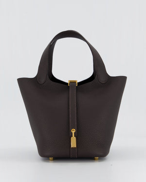 *RARE* Hermès Picotin Lock 18 Bag in Bai Brun Taurillon Clemence with Gold Hardware