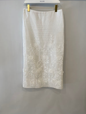 Valentino White Floral Embroidered Maxi Skirt Size IT 42 (UK 10) RRP £2,800