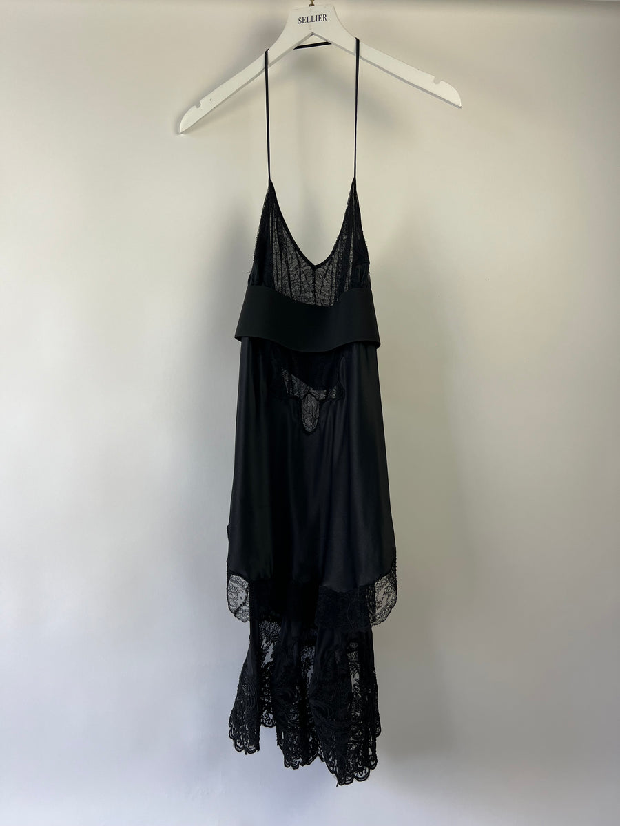Givenchy Black Silk Dress with Lace Embellishment Size FR 40 (UK 12)