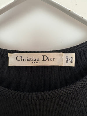 Christian Dior Black Sleeveless Knitted Midi Dress with Frill Detail FR 34 (UK 6)
