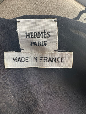 Hermès Black Poste Aux Lettres V-Neck Maxi Dress Size FR 38 (UK 10)