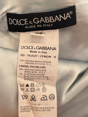 Dolce & Gabbana Baby Blue and Black Silk Lace Printed Mini Dress Size IT 42 (UK 10)