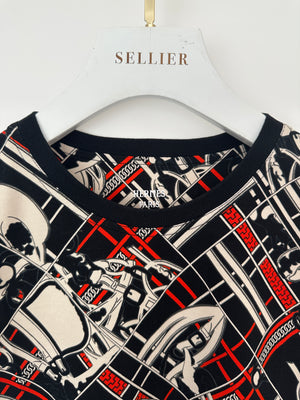 Hermès En Desordre et Chaines Black, Red, and Cream Chain T-Shirt Size FR 40 (UK 12)
