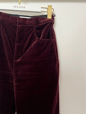 Saint Laurent Burgundy Velvet Blazer and Tailored Trouser Set Size FR 34 (UK 6)