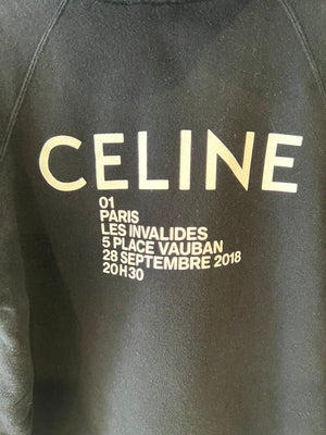 ⁠Celine Black Hooded Jumper with White Logo Detail Size L (UK 12)
