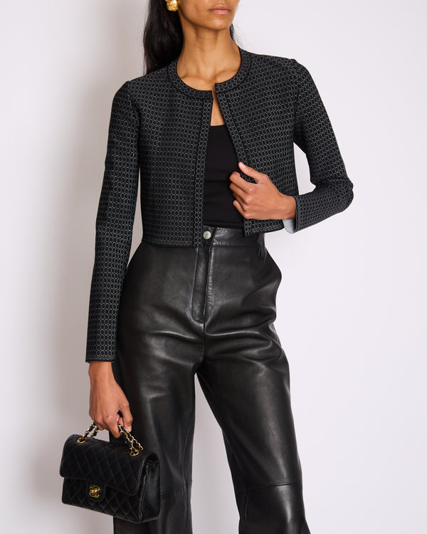 Alaia Black and Silver Embellished Cropped Cardigan Size FR 38 (UK 10)