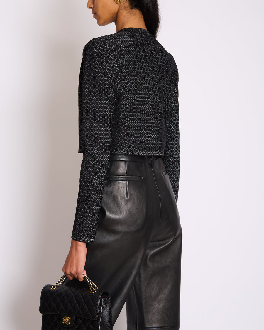 Alaia Black and Silver Embellished Cropped Cardigan Size FR 38 (UK 10)