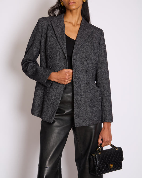 Christian Dior Grey Wool Double Breasted Jacket with Pockets Size FR 44 (UK 16)