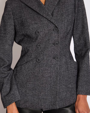 Christian Dior Grey Wool Double Breasted Jacket with Pockets Size FR 44 (UK 16)