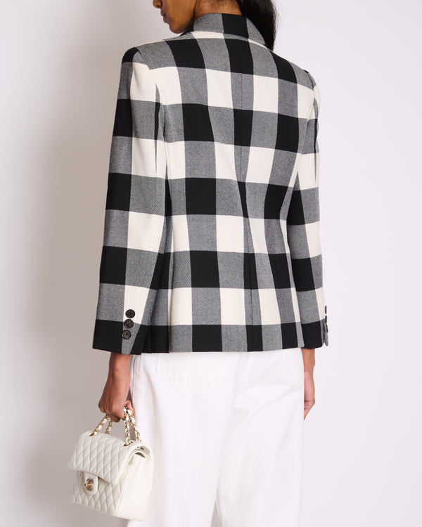 Christian Dior Black and White Checkered Double-Breasted Wool Jacket Size FR 42 (UK 14)