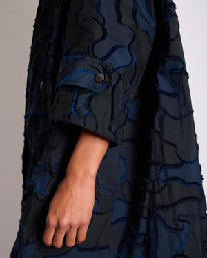 Christian Dior Navy & Black Camouflage Jacquard Long Sleeve Parka with Foldable Hood Size FR 34 (UK 6)