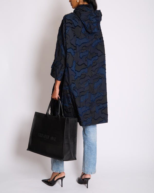 Christian Dior Navy & Black Camouflage Jacquard Long Sleeve Parka with Foldable Hood Size FR 34 (UK 6)