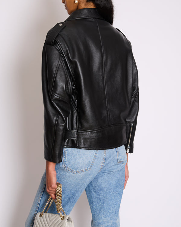Prada Black Lambskin Leather Jacket with Logo Size IT 36 (UK 4) RRP £4,200