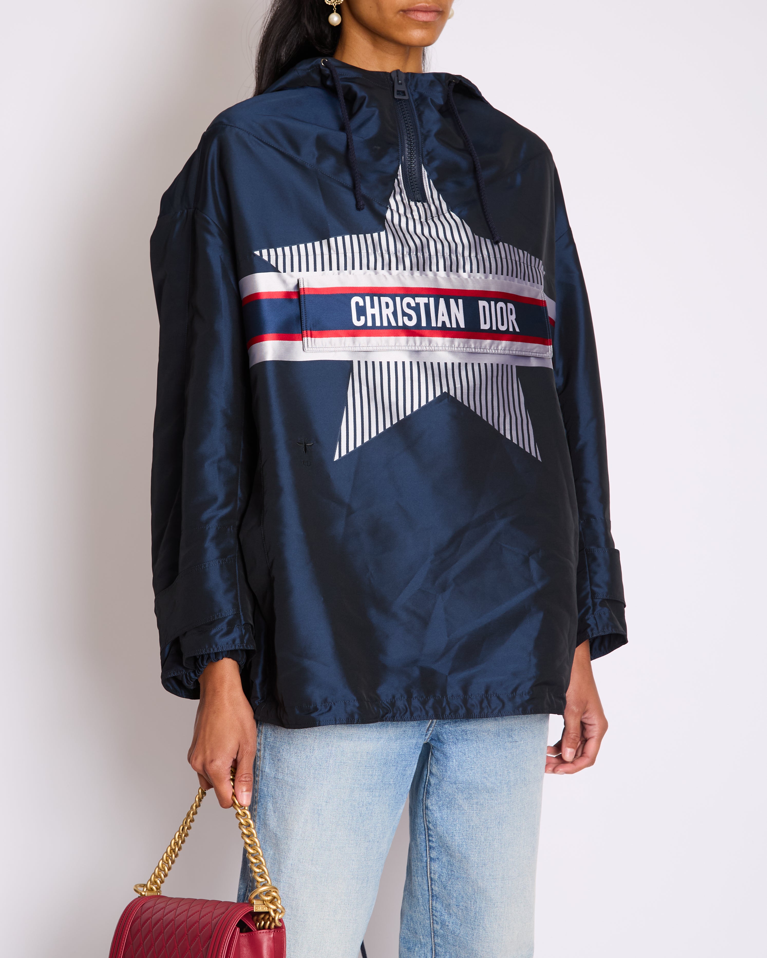 ア*ャ様 Christian Dior アノラックスタージャケット Christian Dior Hooded Dioralps Anorak in Navy with Dior Logo and