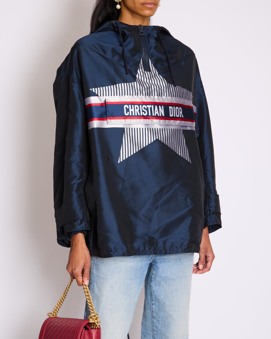 Christian Dior Hooded Dioralps Anorak in Navy with Dior Logo and Star Size XS (UK 6)