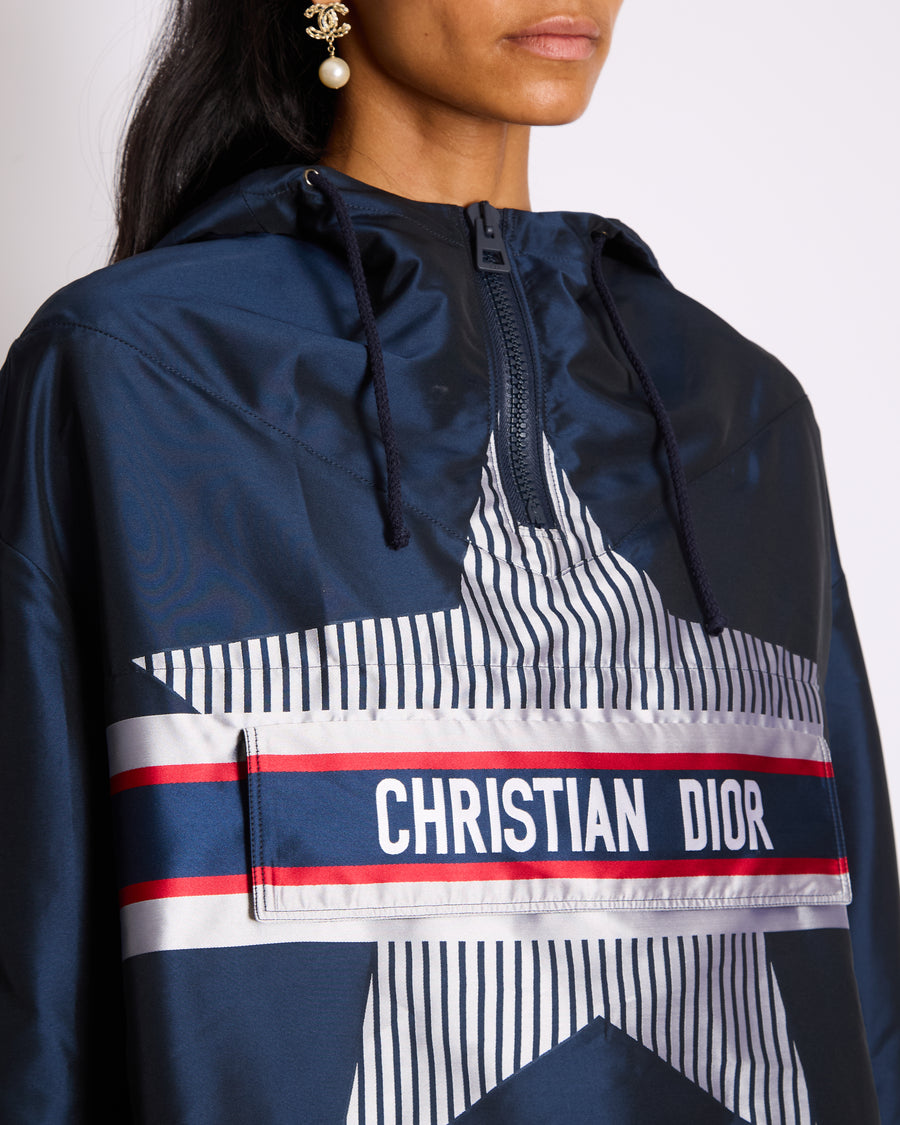 Christian Dior Hooded Dioralps Anorak in Navy with Dior Logo and Star Size XS (UK 6)