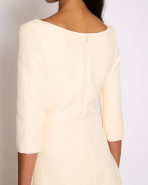 Christian Dior Cream Wool & Silk Long Sleeve Midi Dress Size FR 36 (UK 8)