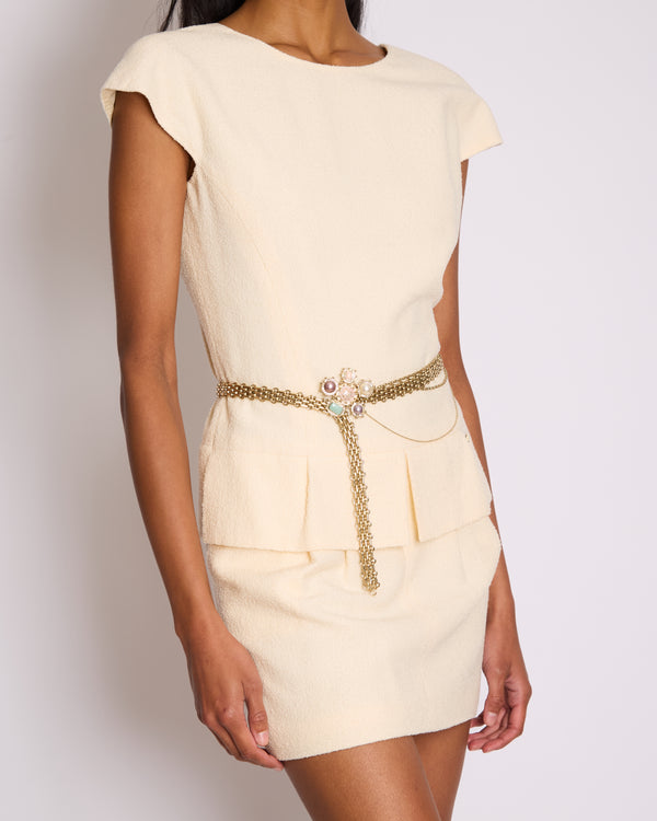 Chanel 2008 Champagne Gold Reissue Chain Belt with Pearl & Enamel CC Hardware