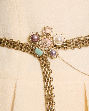 Chanel 2008 Champagne Gold Reissue Chain Belt with Pearl & Enamel CC Hardware