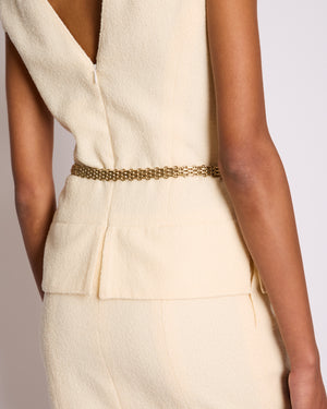 Chanel 2008 Champagne Gold Reissue Chain Belt with Pearl & Enamel CC Hardware