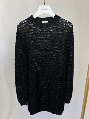 Saint Laurent Black Sheer Knitted Long-Sleeve Jumper Size S (UK 8)