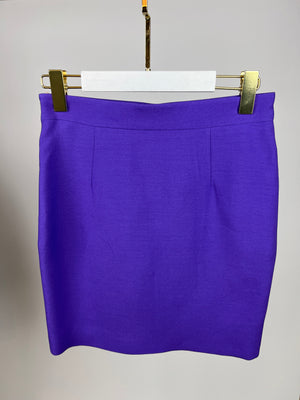 Valentino Purple Wool Mini Tailored Skirt Size IT 40 (UK 8)