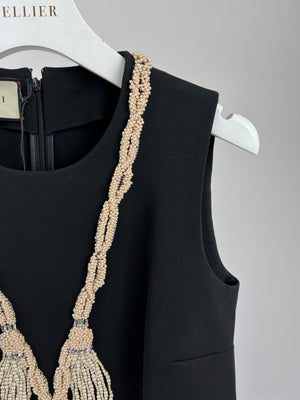 Gucci Black Mini Dress with Embellished Pearl Detail Size M (UK 10)