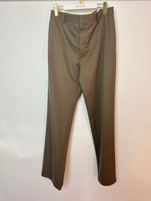 Loewe Khaki Wool Tapered Trousers with Back Pocket Size FR 42 (UK 14)