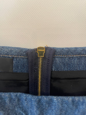 Versace Blue Denim Corset Bustier Top with Gold Medusa Details Size IT 42 (UK 10)