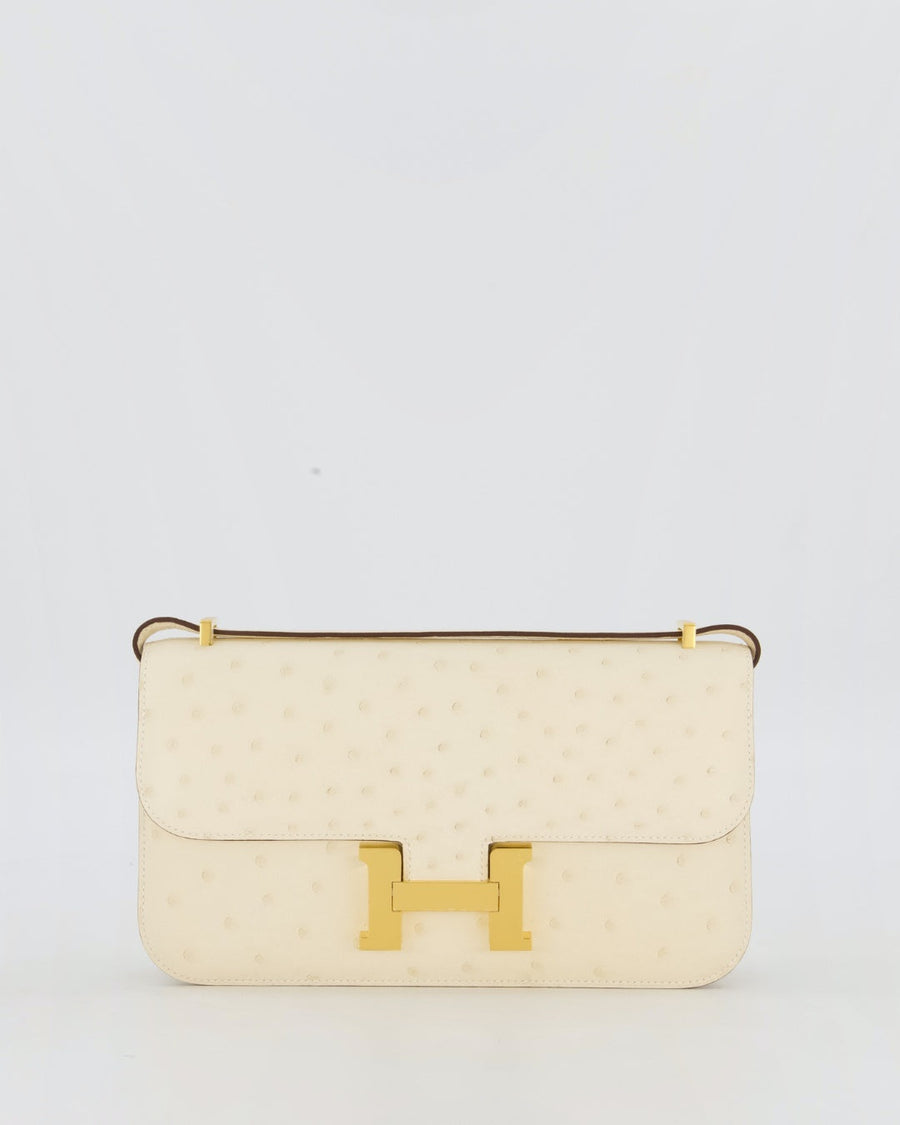 Hermès Constance 1-Elan Miroir Bag in Nata Ostrich Leather with Gold Hardware