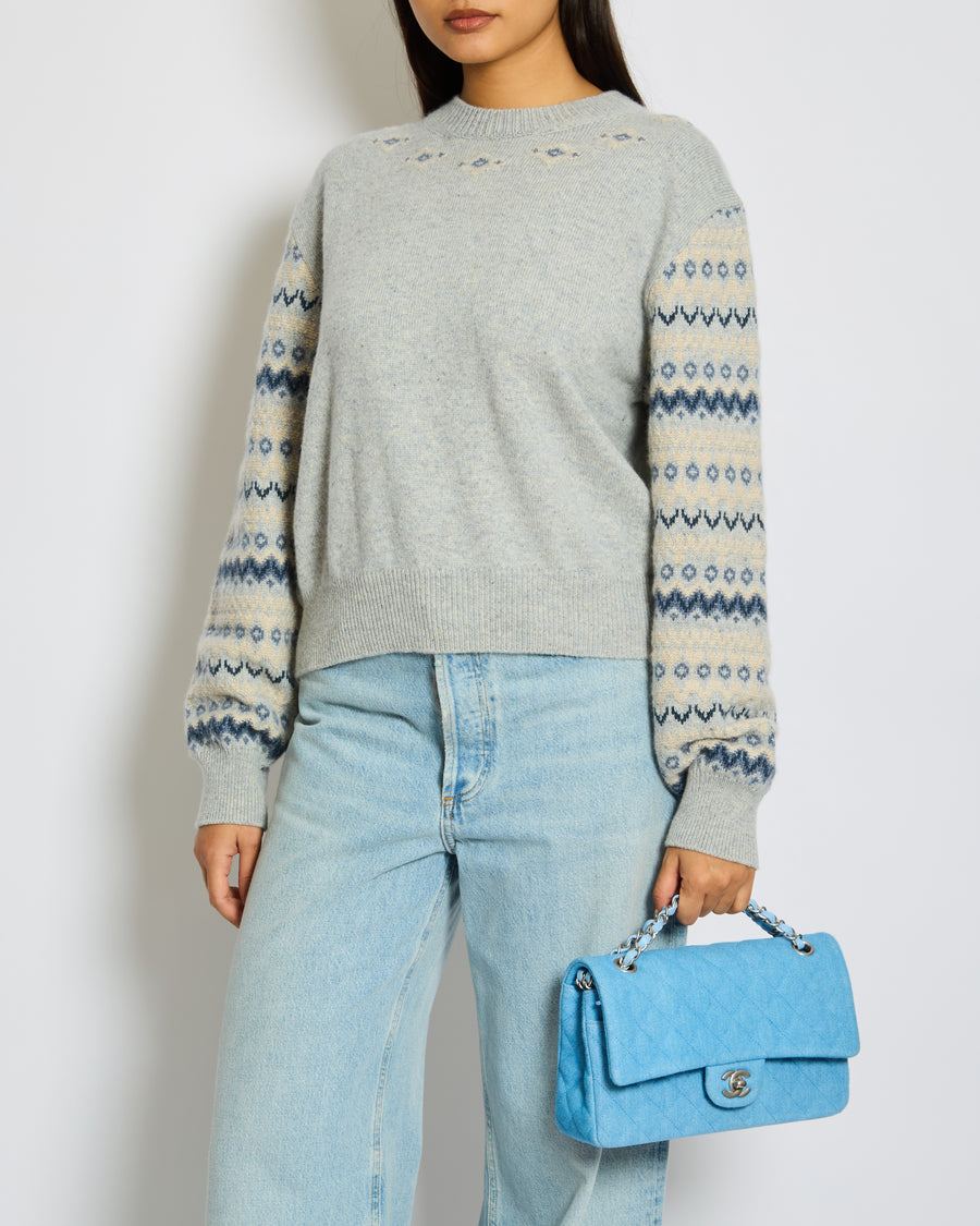 Loro Piana Light Blue Alpe Pile Crew Neck Cashmere Jumper Size M (UK 10)