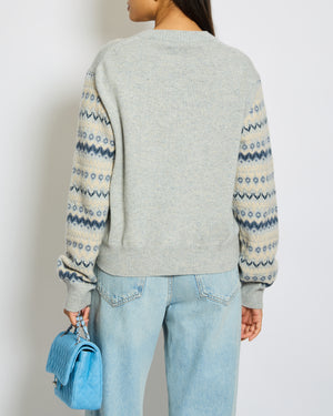 Loro Piana Light Blue Alpe Pile Crew Neck Cashmere Jumper Size M (UK 10)