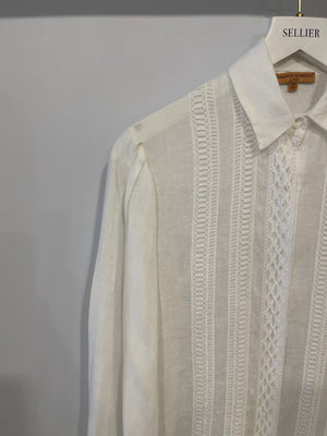 Ermanno Scervino Life White Two-Piece Linen Shirt and Shorts Set Size IT 38 (UK 6)