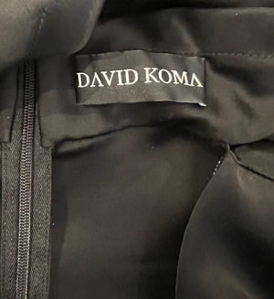 David Koma Black Satin Asymmetric Long Sleeved Mini Dress Size UK 12