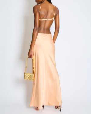Miu Miu Peach Two-Piece Bra and Skirt Set with Logo Detail Size IT 40 (UK 8)