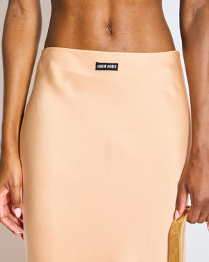 Miu Miu Peach Two-Piece Bra and Skirt Set with Logo Detail Size IT 40 (UK 8)