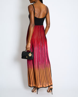 M Missoni Black and Multicolour Ombre Striped Maxi Dress with front Tie Detail Size IT 44 (UK 12)