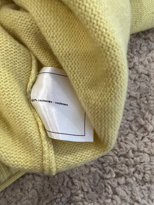 Chanel Yellow Cashmere Cardigan with Silver CC Logo Buttons Size FR 38 (UK 10)
