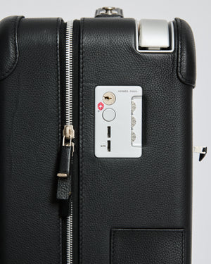 *HOT* Hermès Rolling Mobility Suitcase in Black with Black Clemence Leather Trim and Aluminium Hardware