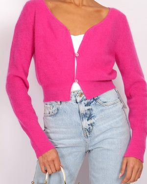 Jacquemus Mohair Pink Long-Sleeved Cardigan Size FR 44 (UK 16) RRP £265