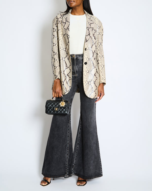 Manokhi Snake Print Single Breasted Blazer Jacket Size S (UK 8)