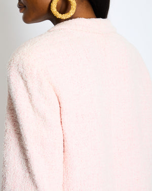 Chanel Pastel Pink Vintage Tweed Jacket with Silver and Beige CC Logo Buttons Size FR 38 (UK 10)