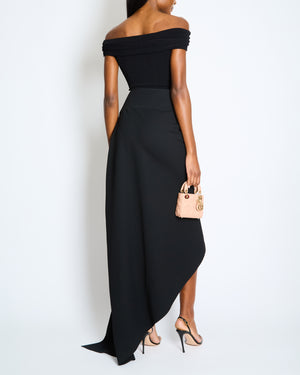 Alaïa Black 3D Spiral Asymmetrical Skirt with Structured Waist Detail Size FR 34 (UK 6)