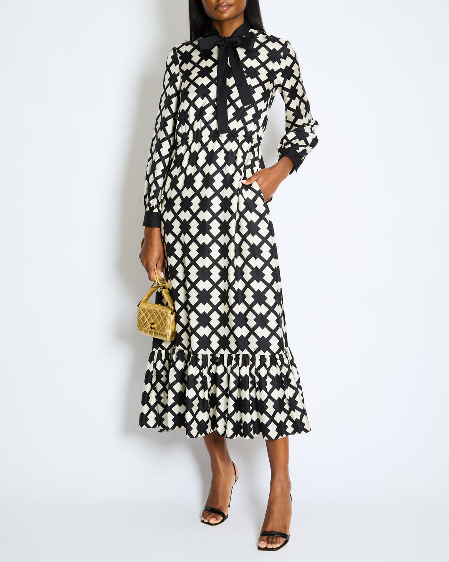 Gucci Geometric Print Silk Midi Dress Size IT 38 (UK 6)